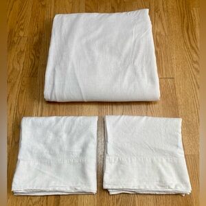 BROOKS BROTHERS Cotton Cashmere King Flat Sheet/ 2 King Pillowcases Ecru Cream